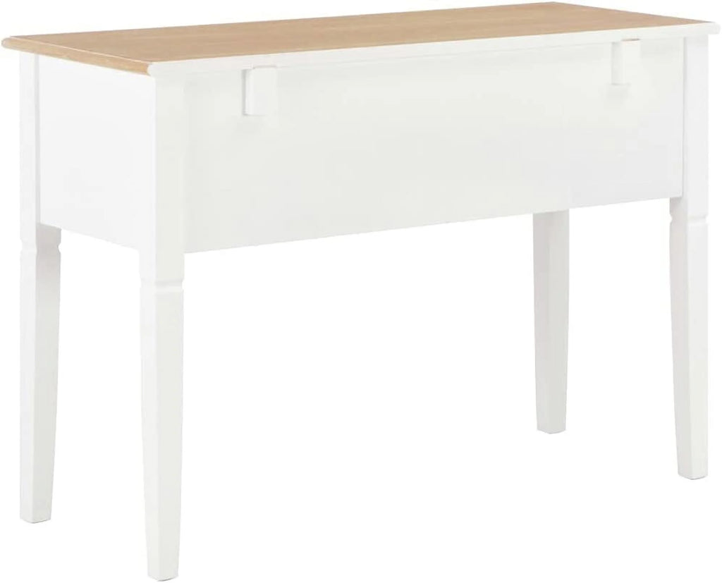 Brown and White 5 Drawer Wooden Writing Desk F46558