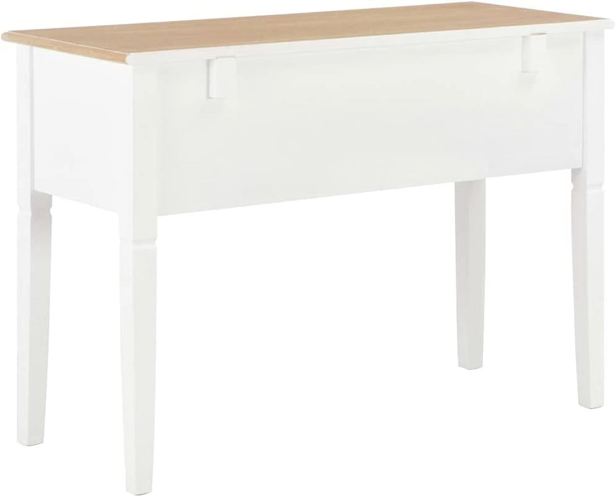 Brown and White 5 Drawer Wooden Writing Desk F46558