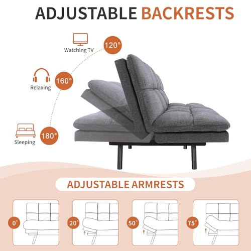 Black Memory Foam Futon Sofa Bed B7406