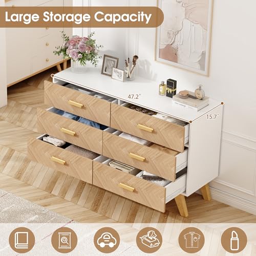 Rustic Brown Wooden 6 Drawer Dresser S13419