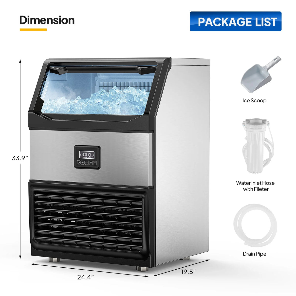 Commercial Ice Maker with 77lbs Storage Bin K72751