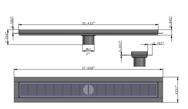 Stainless Steel Linear Shower Drain, Brushed Nickel, 16 inch/24 inch/30 inch/35 inch/39 inch/47 in R2640