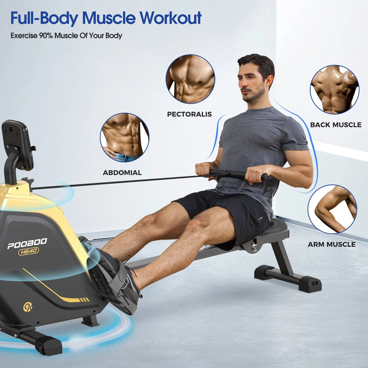 Foldable Magnetic Rowing Machine with 16 Level Resistance L451449