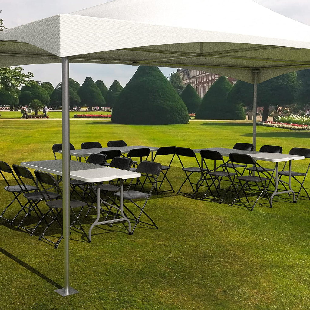 6 FT Plastic Folding Table with 8 Black Folding Chairs Z655255