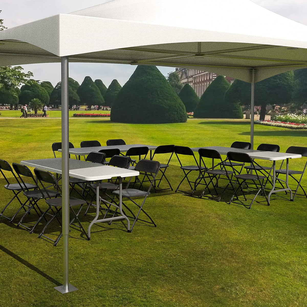 6 FT Plastic Folding Table with 8 Black Folding Chairs Z655255