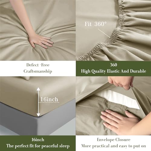 Queen Size 1000 Thread Count 100% Egyptian Cotton Sheets Set - 4 Piece (Dark Grey) W478