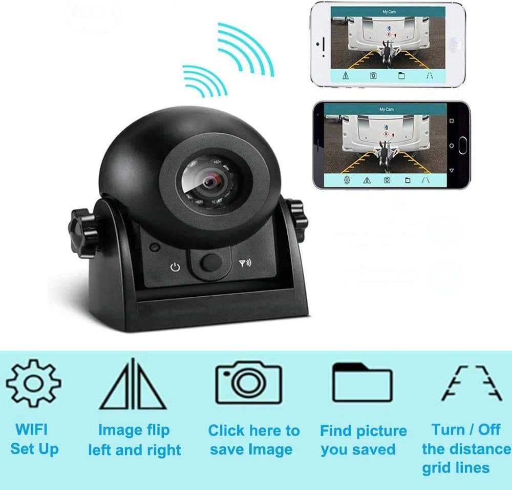 Wireless Backup Dash Cam with WiFi Reversing Camera IP68 Waterproof IR Night Vision Wide Angle Magnetic Rear View Parking Camera W6627