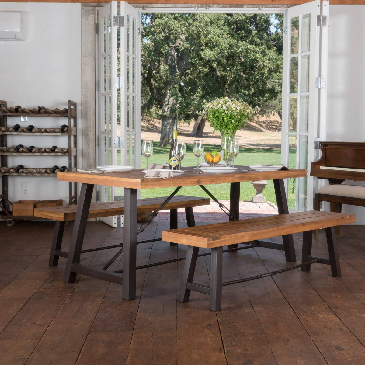 Acacia Wood Dining Set U1946