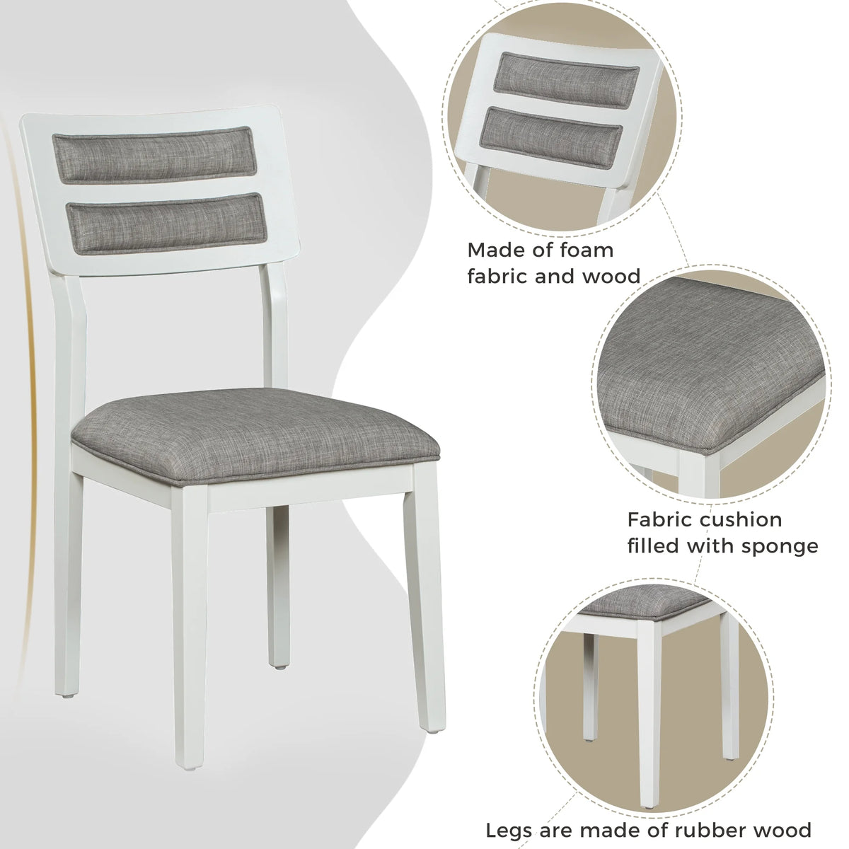 6 Piece Dining Table and Chair Set with 4 Upholstered Chairs and 1 Upholstered Bench P61631