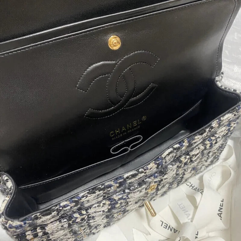 Black Beige Glittered Tweed Bag G932
