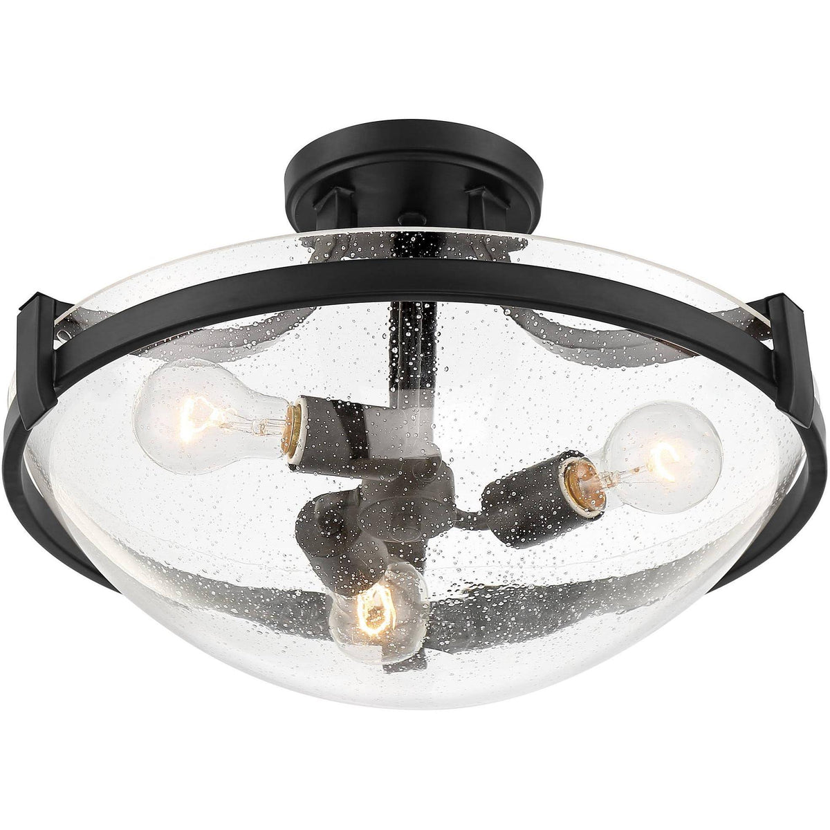 Black 3-Light Semi Flush Mount Ceiling Light W680