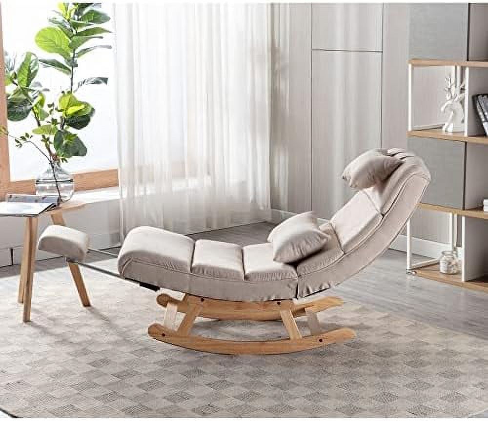 PU Leather Upholstered Rocking Recliner Chair with Pillows & Foot R511