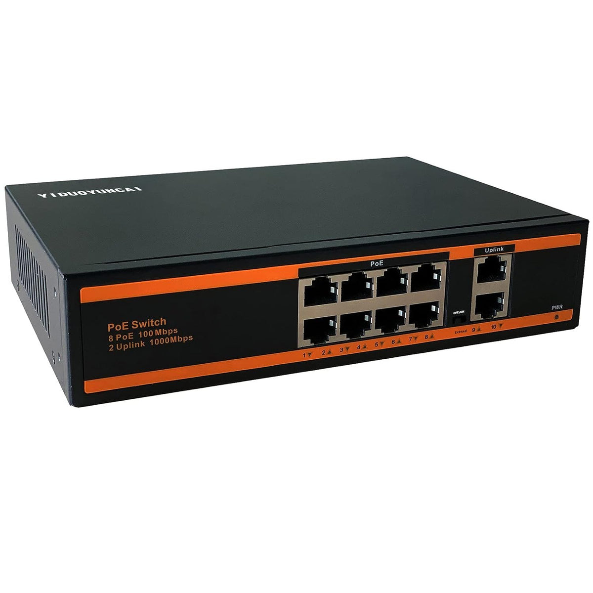 10 Ports Ethernet PoE Switch 8 Port 100Mbps PoE+ 2 UpLink 1000Mbps Metal Fanless Unmanaged Pack of 2 Z70937