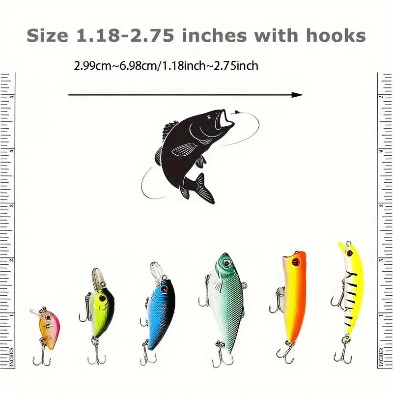 30pcs Mixed Color PP Fishing Lures Crankbaits Kit T208385