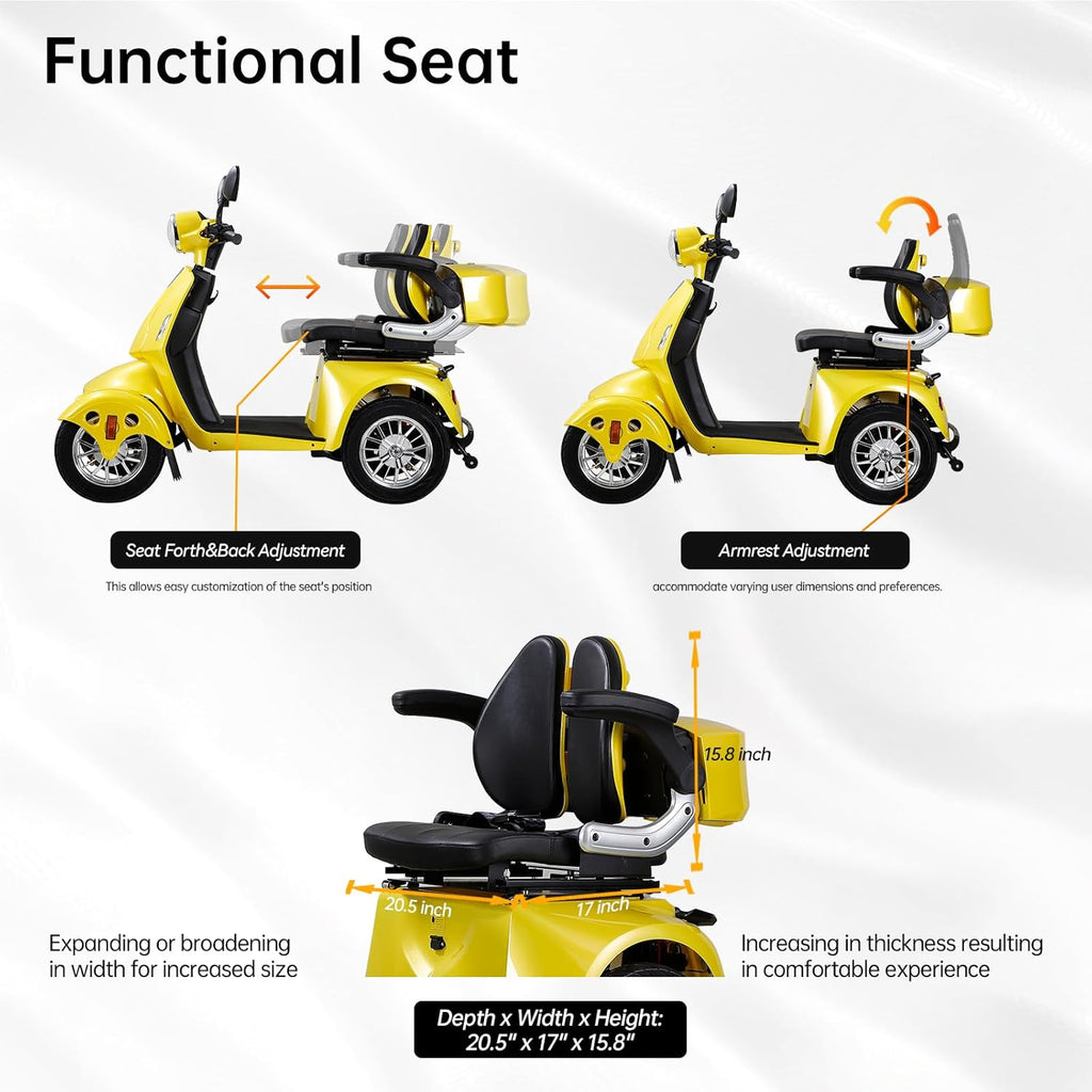 Yellow 4 Wheel Mobility Scooter 500lbs Capacity F355189
