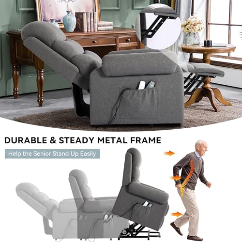 Dark Blue Power Lift Recliner Chair with Heat and Massage E110687