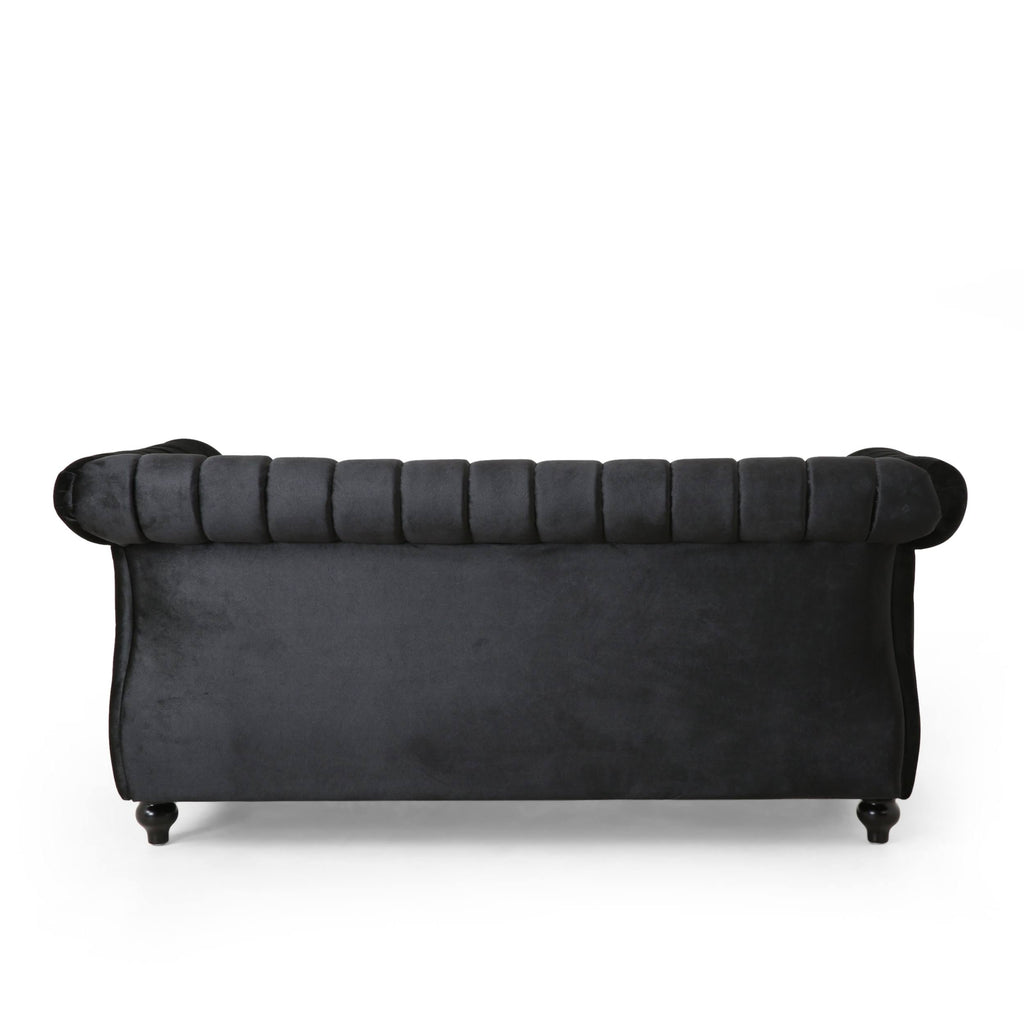 Modern Glam Channel Stitch Velvet Loveseat with Nailhead Trim G295158