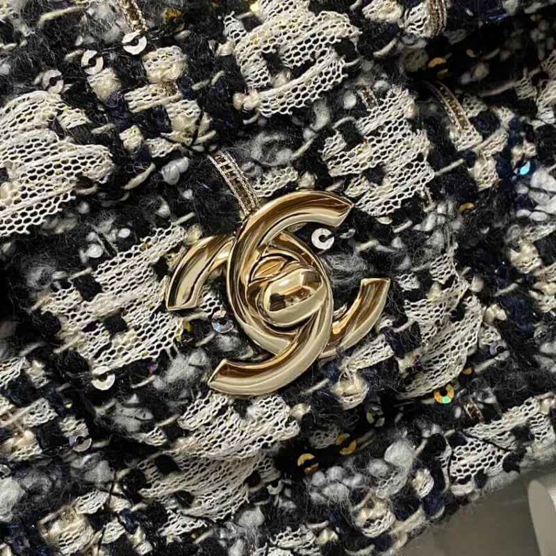 Black Beige Glittered Tweed Bag G932