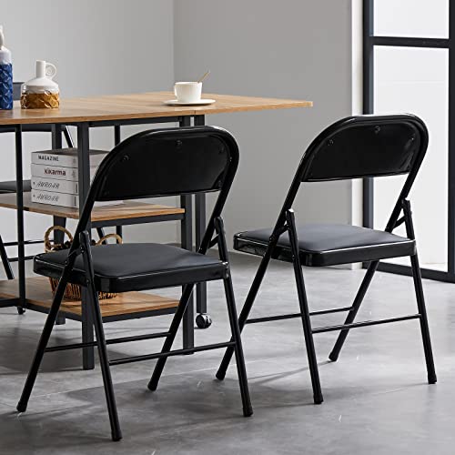 Grey 4 Pack Padded Folding Chairs with Steel Frame W353866