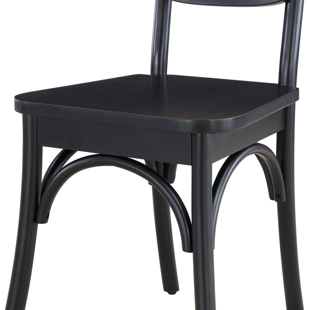 Black Rattan and Solid Wood Dining Chairs M448728