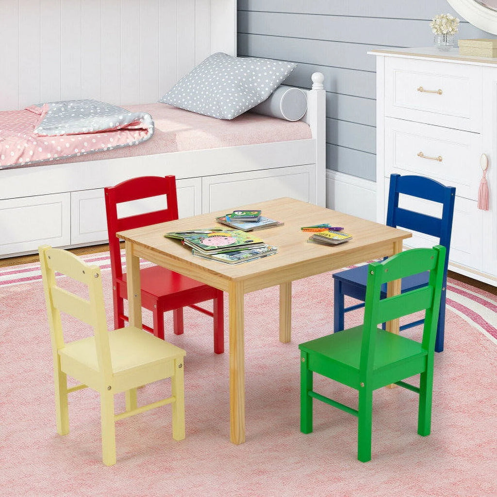 Kids 5 Pieces Wooden Table and Chair Set K74553