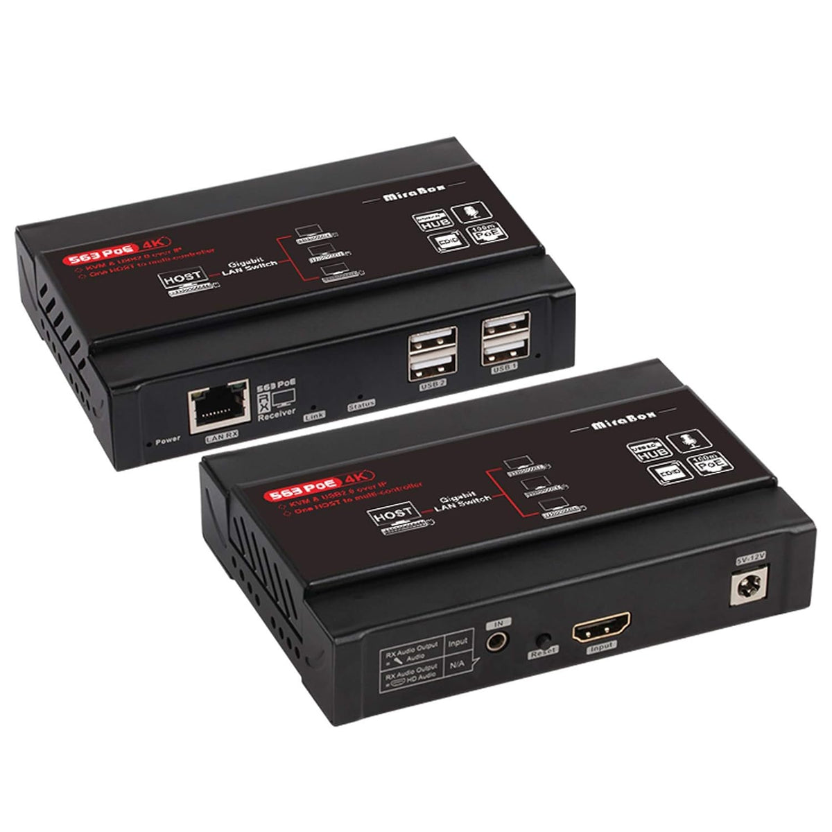 HDMI USB KVM Extender, 80m 1080P@60Hz Over Rj45 Cat5e Cat6, USB2.0 * 2, Transmitter and Receiver K591