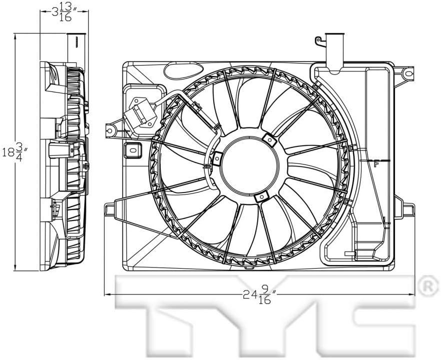 Radiator and A/C Condenser Fan Assembly 2014 2015 2016 O698