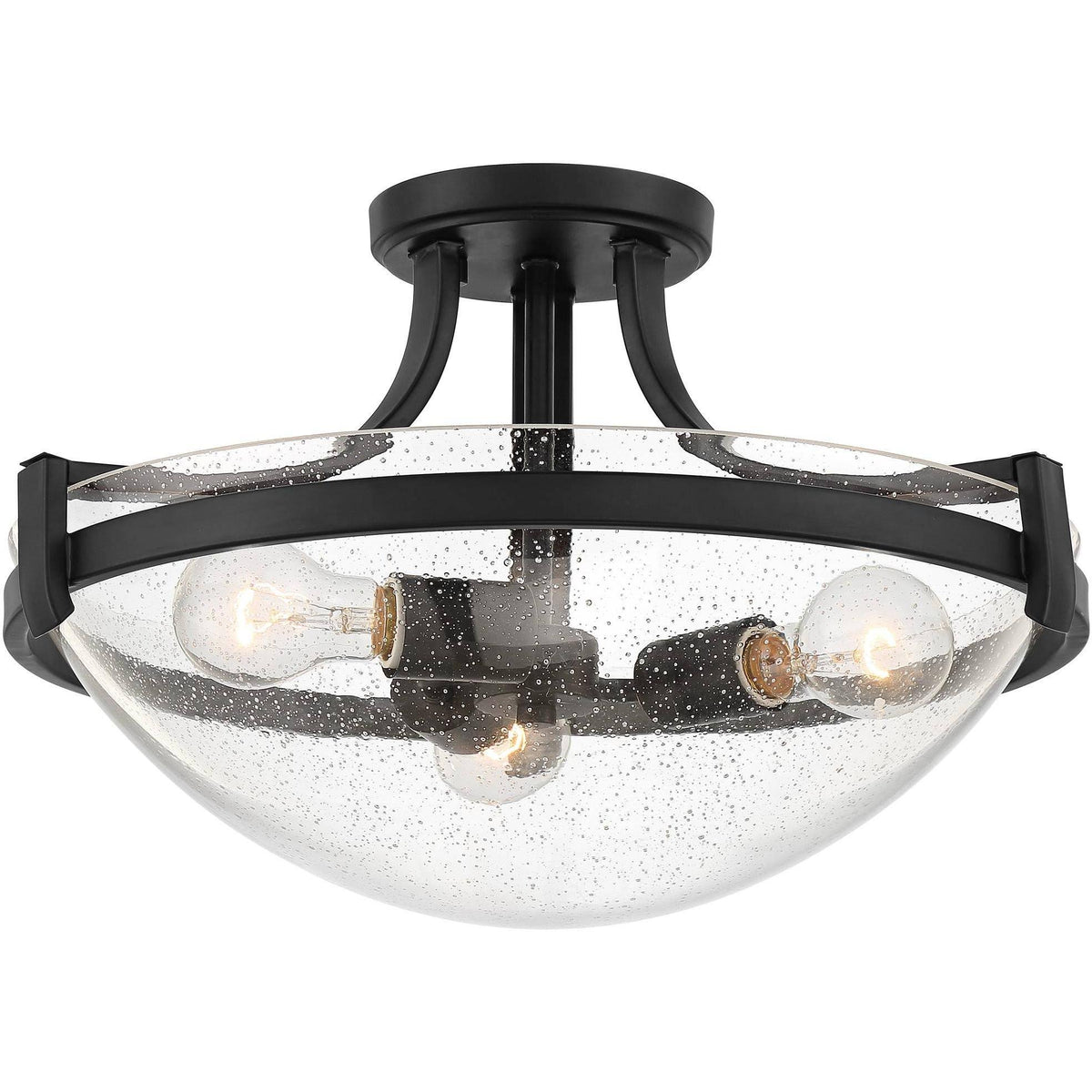 Black 3-Light Semi Flush Mount Ceiling Light W680