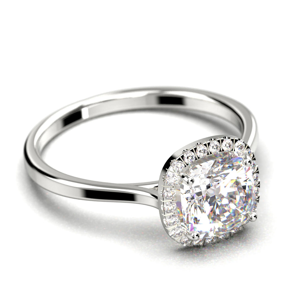 1.55 Carat Cushion Cut Diamond Moissanite Engagement Ring in 10k Solid White Gold Z891