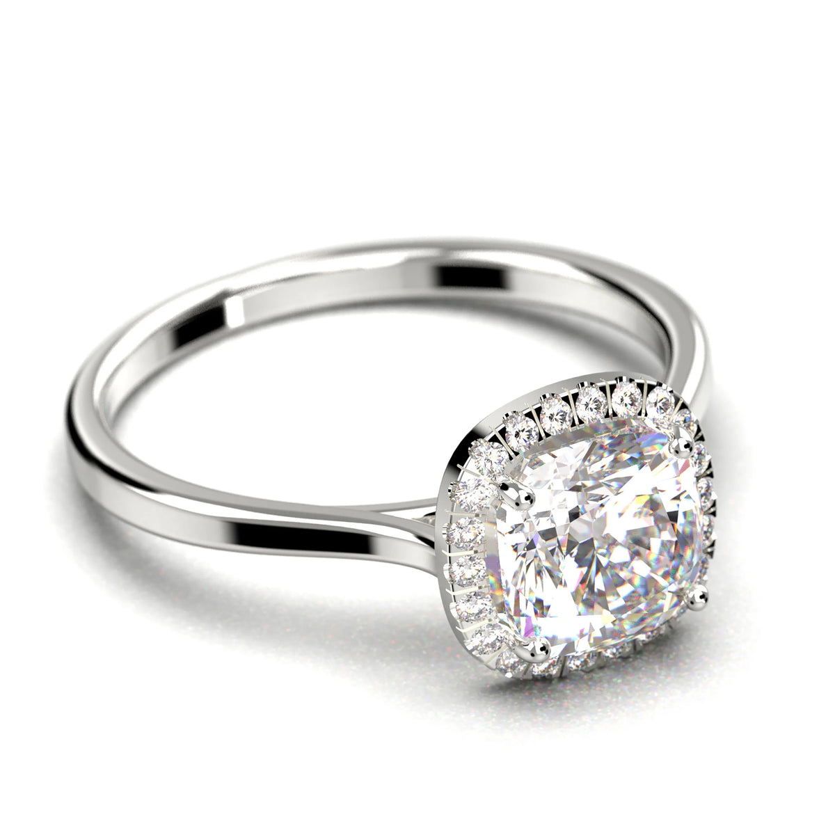 1.55 Carat Cushion Cut Diamond Moissanite Engagement Ring in 10k Solid White Gold Z891