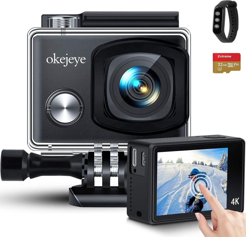 4K Action Camera 50fps 24MP Touch Screen 40M Waterproof WiFi Sport Camera with Remote Control and 32GB Micro SD Card K176