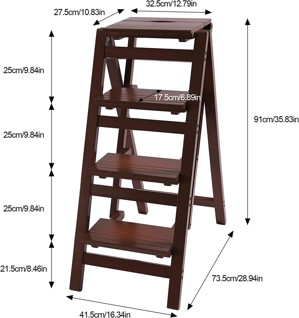 Wooden 4-Step Folding Ladder M218463