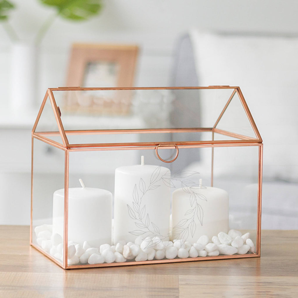 Glass Terrarium Card Holder, Rose Gold N455351