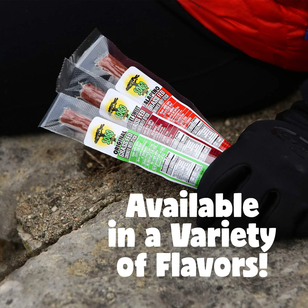No Sugar Grass-fed Non-GMO Beef Sticks Variety Pack (12-Count, 1-oz) A67363
