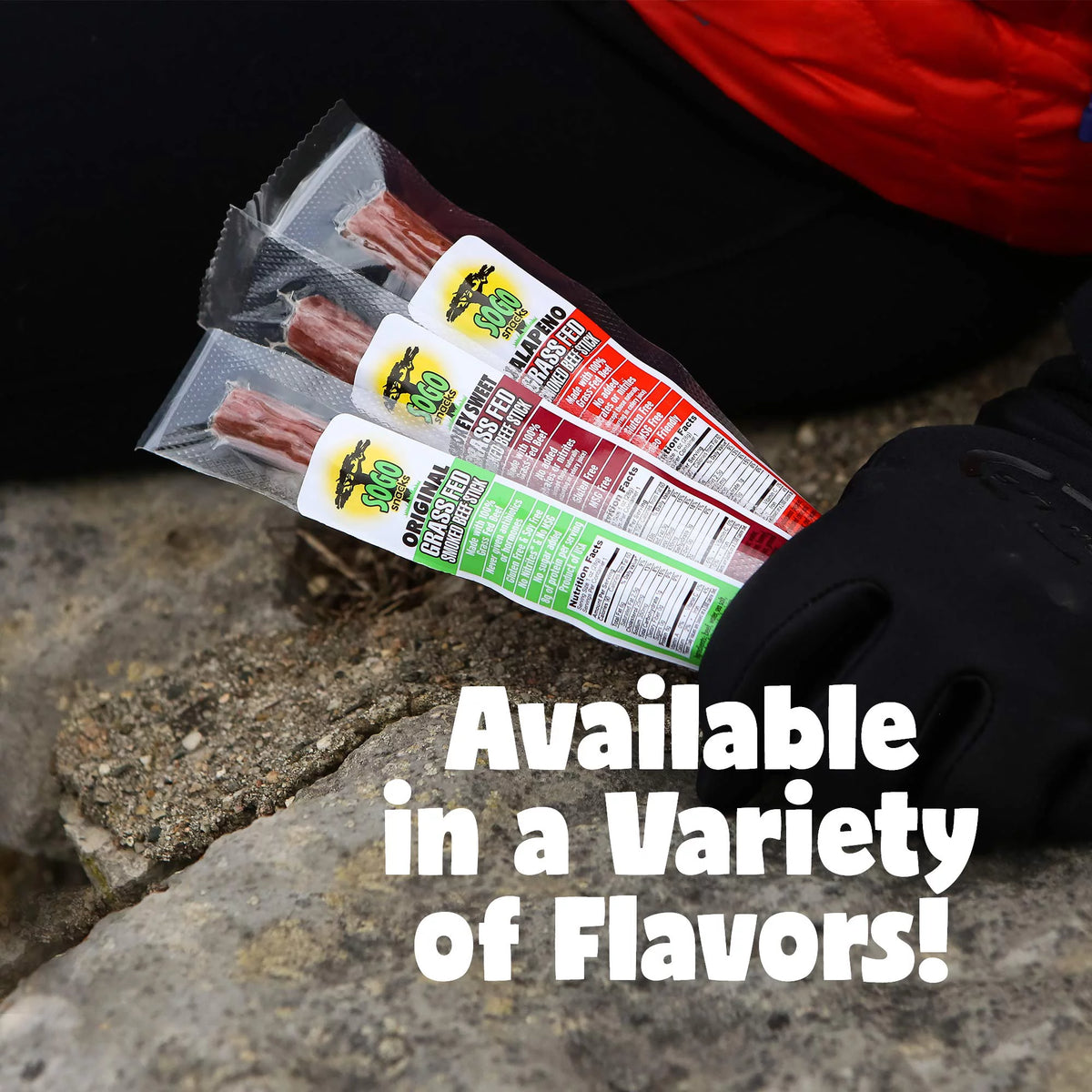 No Sugar Grass-fed Non-GMO Beef Sticks Variety Pack (12-Count, 1-oz) A67363