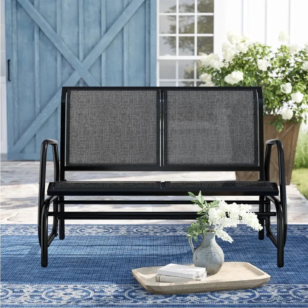 2-Person Outdoor Glider Bench Black J77991