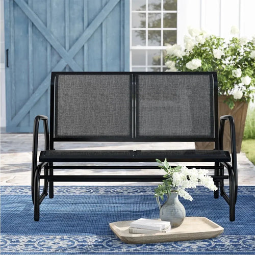 2-Person Outdoor Glider Bench Black J77991