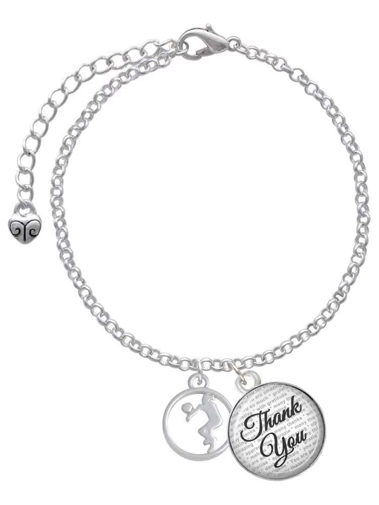 Volleyball Player Silhouette Charm Bracelet, 6"+2" G84308
