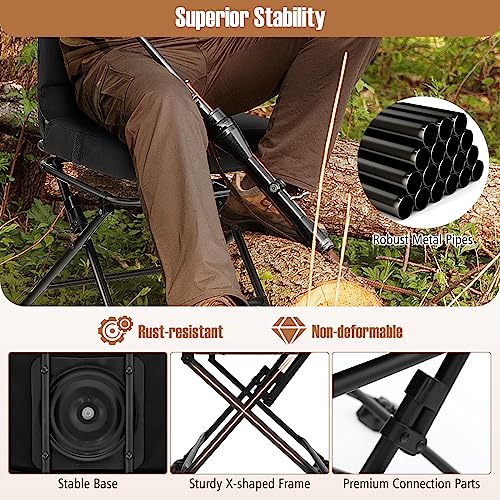 Black 360° Swivel Folding Hunting Chair with Padded Cushion X718508