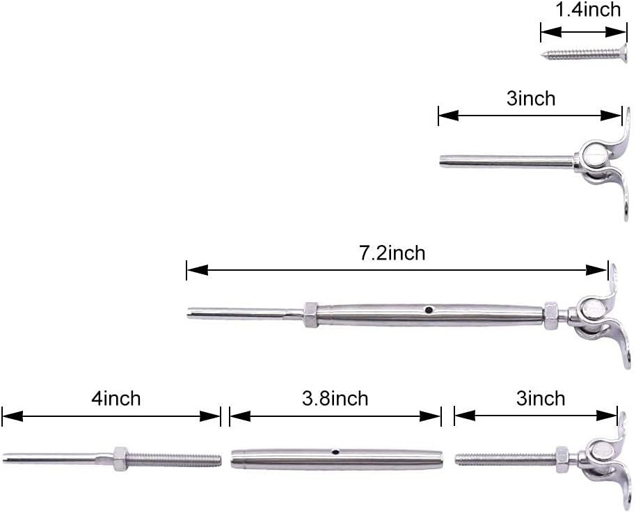 12 Pairs T316 Stainless Steel Adjustable Angle Cable Railing Hardware Kit R17937