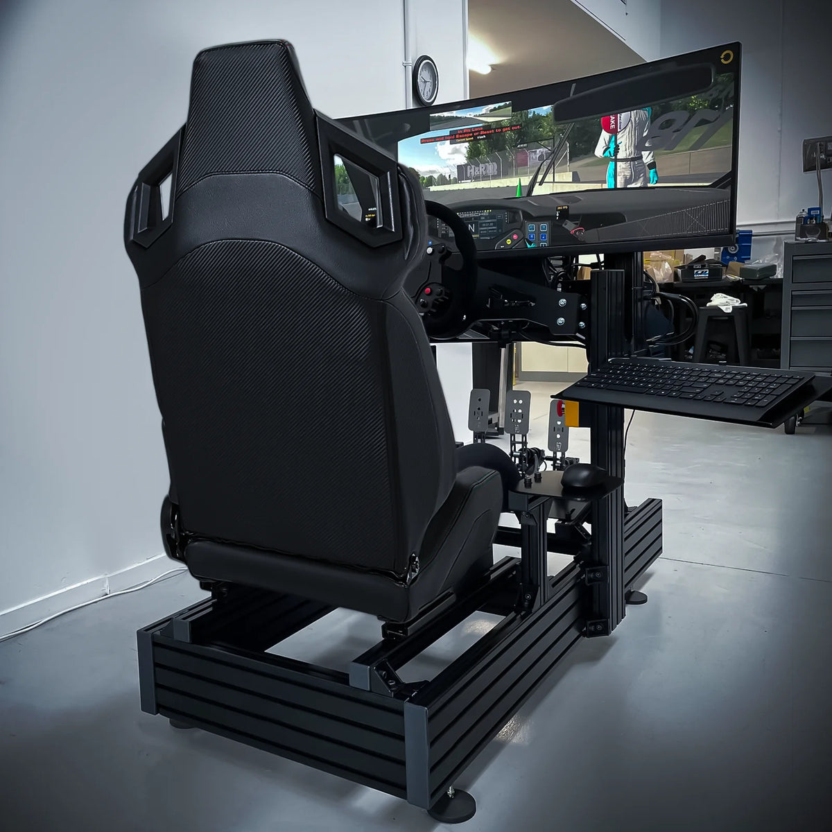 Black Ergonomic Racing Seat with Adjustable Slide I41967