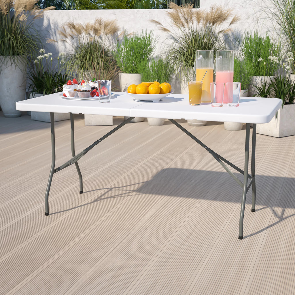 Granite White Plastic Folding Table Q8433
