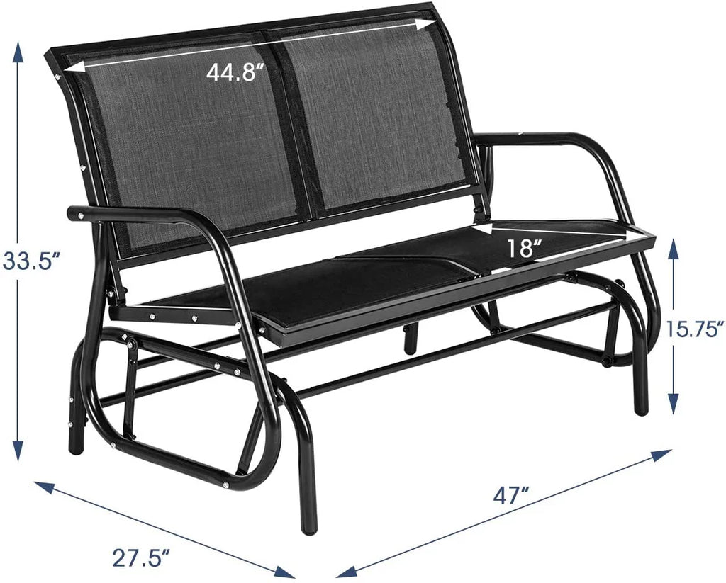 2-Person Outdoor Glider Bench Black J77991