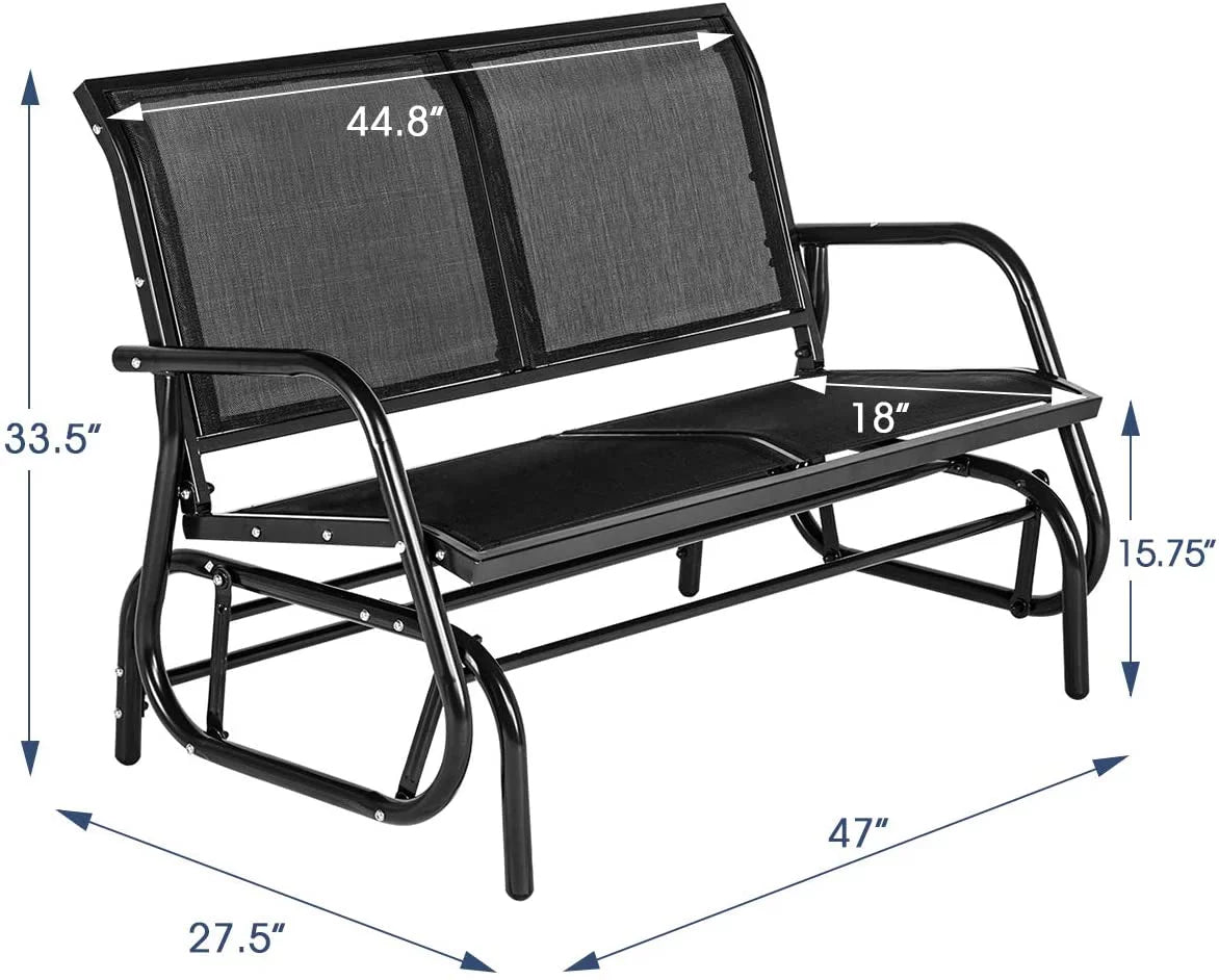 2-Person Outdoor Glider Bench Black J77991