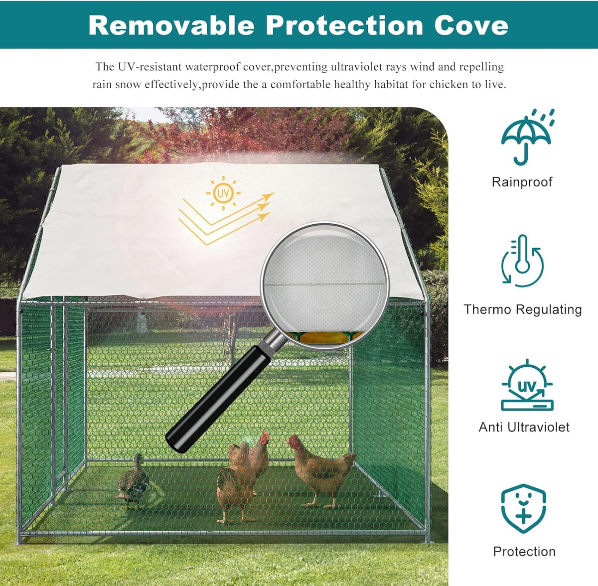 Metal Chicken Coop Galvanized Steel Walk-in Poultry Cage F64447