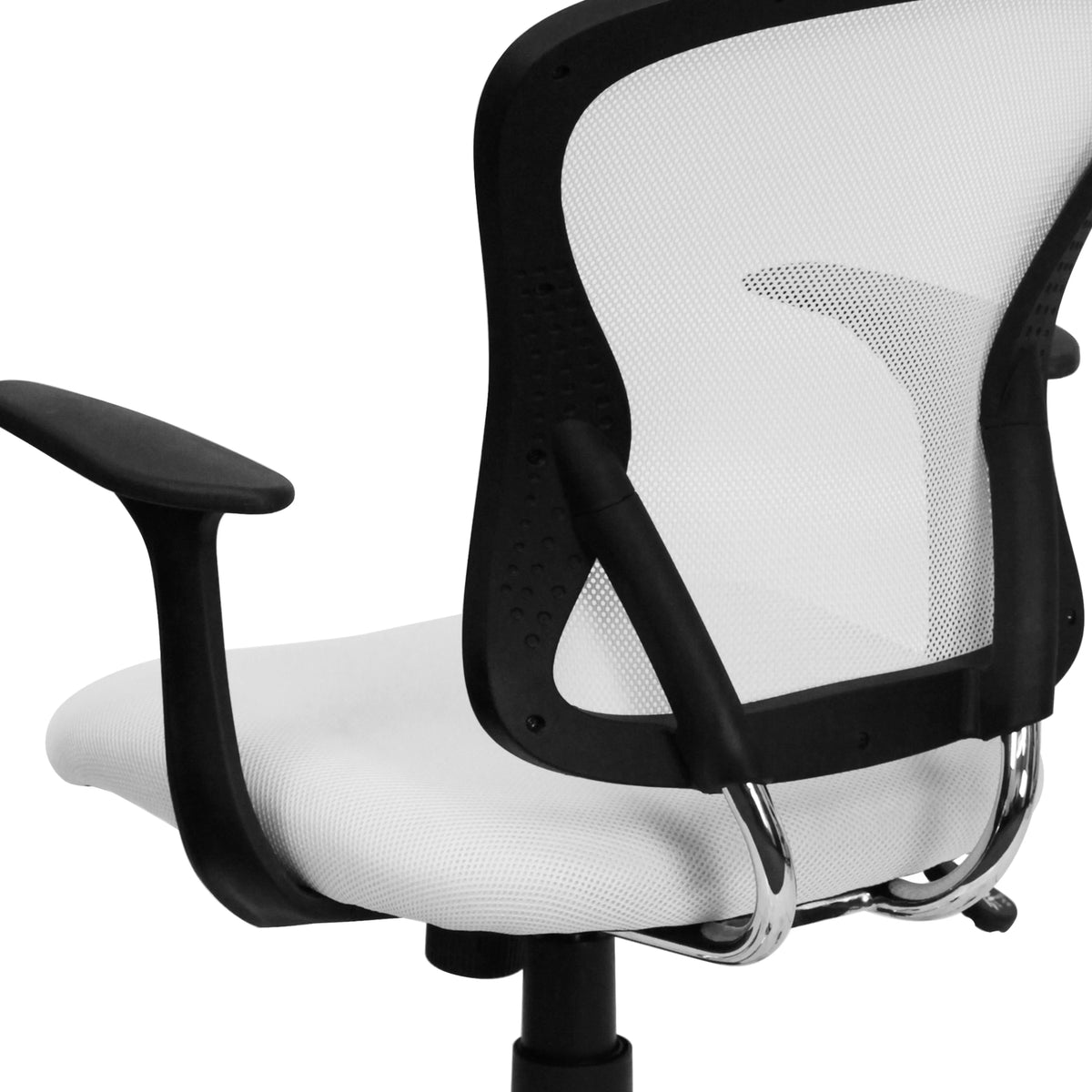 White Mesh Swivel Task Office Chair with Chrome Base and Arms B364