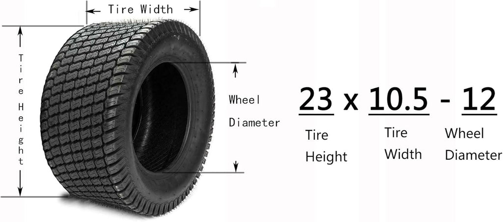 Set of 2 23X10.50-12 Lawn Mower Turf Tires 4PR Load Range B I3051