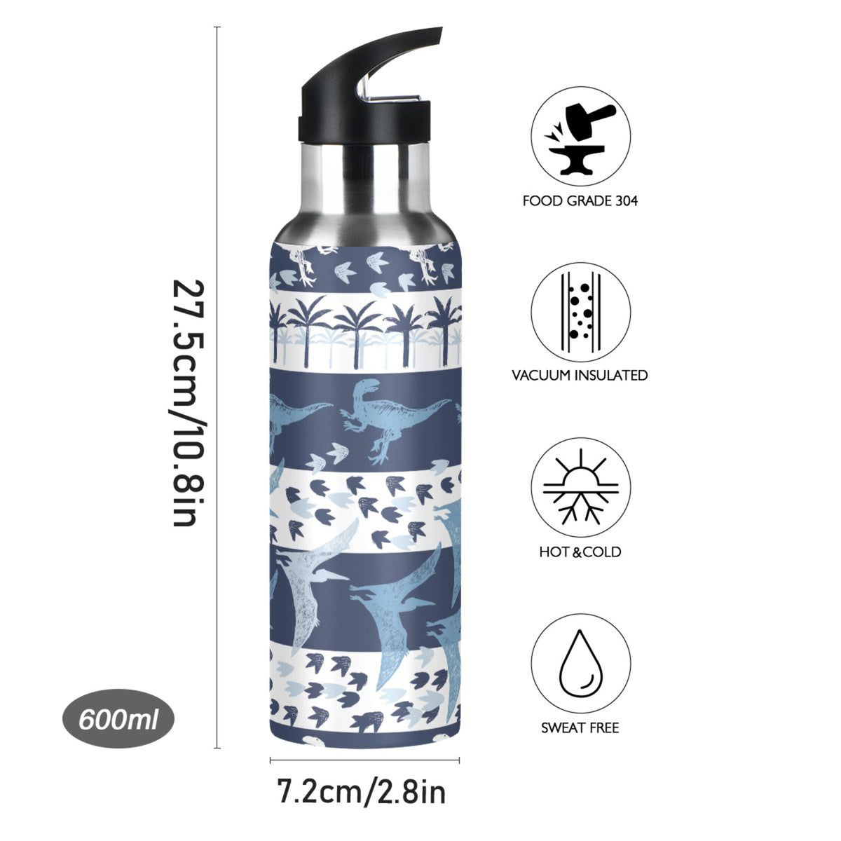 Stainless Steel Insulated Water Bottle with Straw Lid R5045
