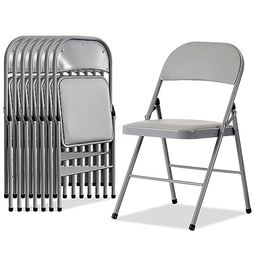 Grey 4 Pack Padded Folding Chairs with Steel Frame W353866