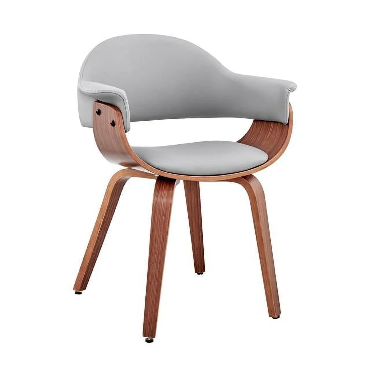 Gray Faux Leather & Walnut Wood Accent Chair T535
